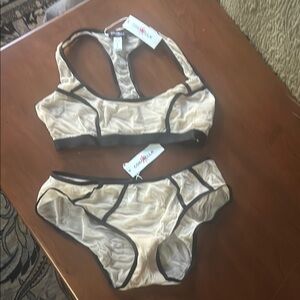 Cosabella Cream and Black Bra Set